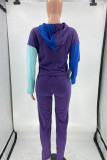 Coffee Casual Sportswear Solid Patchwork Hooded Collar Long Sleeve Two Pieces