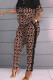 Brown Casual Print Patchwork O Neck Short Sleeve Two Pieces