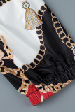 Rose Red Casual Print Patchwork Spaghetti Strap Regular Jumpsuits