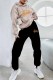 Apricot Casual Print Letter Hooded Collar Long Sleeve Two Pieces