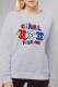 Grey Casual Print Letter O Neck Tops