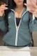 Green Street Print Letter Zipper Collar Outerwear