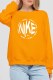 Orange Casual Print Letter O Neck Tops