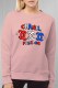 Pink Casual Print Letter O Neck Tops