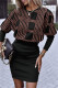 Coffee Casual Print Patchwork O Neck Long Sleeve Dresses