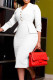 White Casual Solid Patchwork O Neck Long Sleeve Dresses