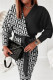 Black White Casual Print Patchwork V Neck Long Sleeve Dresses