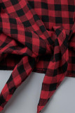 Red Fashion Casual Letter Print Asymmetrical Turndown Collar Outerwear