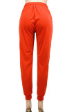 Tangerine Red Casual Solid Patchwork Plus Size