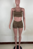 Red Casual Solid Backless Spaghetti Strap Sleeveless Two Pieces