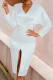 White Casual Solid Patchwork Slit V Neck Long Sleeve Dresses