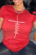 Red Casual Street Print Patchwork O Neck T-Shirts
