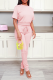 Pink Casual Solid Backless O Neck Short Sleeve Two Pieces
