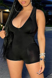 Red Sexy Casual Solid V Neck Sleeveless Skinny Romper