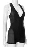 Red Sexy Casual Solid V Neck Sleeveless Skinny Romper