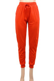 Tangerine Red Casual Solid Patchwork Plus Size