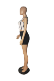 Pink Sexy Print Patchwork Halter Sleeveless Two Pieces