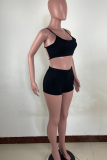 Red Casual Solid Backless Spaghetti Strap Sleeveless Two Pieces