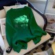 Green Casual Print Letter O Neck Tops
