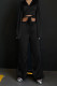 Black Sexy Solid Bandage Patchwork V Neck Long Sleeve Two Pieces