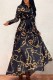 Black Gold Casual Print Letter Turndown Collar Shirt Dress Dresses