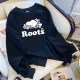 Black Casual Print Letter O Neck Tops