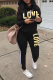 Black Casual Print Patchwork Turtleneck Long Sleeve Two Pieces