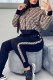 Yellow Casual Print Letter Zipper Collar Long Sleeve Two Pieces