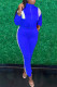 Blue Casual Solid Patchwork Contrast Zipper Collar Long Sleeve Two Pieces