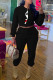 Black Casual Print Patchwork O Neck Long Sleeve Two Pieces