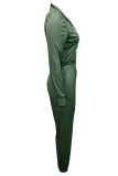 Camouflage Casual Camouflage Print Patchwork V Neck Long Sleeve Two Pieces