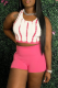 Pink Sexy Print Patchwork Halter Sleeveless Two Pieces
