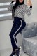 White Casual Print Letter Zipper Collar Long Sleeve Two Pieces