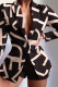 Camel Casual Daily Print Patchwork Turn-back Collar Long Sleeve Two Pieces