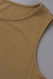 Khaki Sexy Casual Solid Bandage O Neck Vest Dress