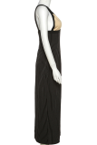 Black Party Striped Patchwork V Neck Pencil Skirt Dresses
