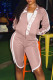 Pink Casual Sportswear Print Patchwork Zipper Collar Long Sleeve Two Pieces