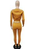 Red Casual Solid Patchwork O Neck Long Sleeve Two Pieces