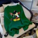 Green Casual Character Print Patchwork O Neck Tops