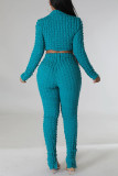 Rose Red Casual Street Solid Patchwork Turtleneck Long Sleeve Two Pieces