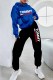 Blue Street Print Letter Hooded Collar Long Sleeve Two Pieces