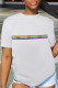 White Casual Street Print Patchwork Letter O Neck T-Shirts