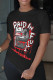 Black Street Daily Print Patchwork O Neck T-Shirts