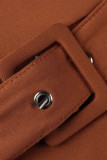 Orange Casual Solid Patchwork V Neck Plus Size Jumpsuits