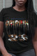 Black Casual Street Print Patchwork Letter O Neck T-Shirts