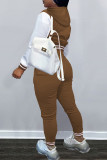 Red Casual Letter Embroidery Patchwork Hooded Collar Long Sleeve Two Pieces