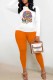 Orange Street Character Print Letter O Neck Long Sleeve Two Pieces