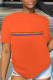 Orange Casual Street Print Patchwork Letter O Neck T-Shirts