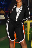 Pink Casual Sportswear Print Patchwork Zipper Collar Long Sleeve Two Pieces
