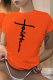 Orange Casual Street Print Patchwork O Neck T-Shirts
